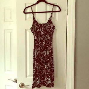 Silk black and white cloud print dress